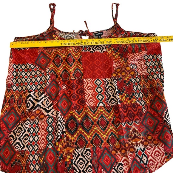 Torrid Challis Braided Sleeveless Tank In Elegant Geo Tiles Adj Straps Size 3 3X - Picture 11 of 13